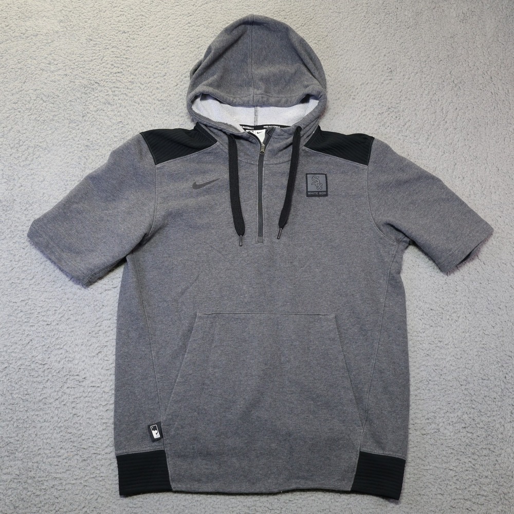 Nike Chicago White Sox MLB Short Sleeve Hoodie Gray Black Dri-FIT Mens Medium